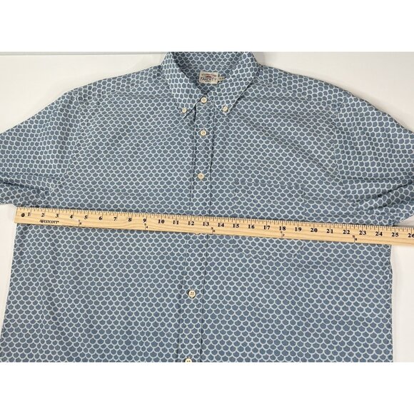 Faherty Playa Short Sleeve Button Down Blue Shirt Men’s XL Beach Fish Scale AOP - Picture 13 of 14